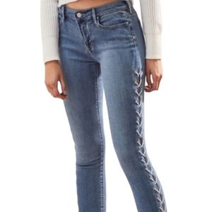 PACSUN High Rise Ankle Jegging Side Lace Up Skinny Blue Jeans 25